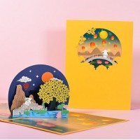 Handmade 3D Pop Up Card Rabbit Moon Tree Birthday Mother's Day Easter Anniversary Thank you Mid Autumn Festival Blank Greetings